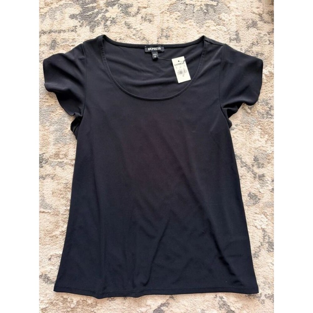 Express black cap sleeve blouse